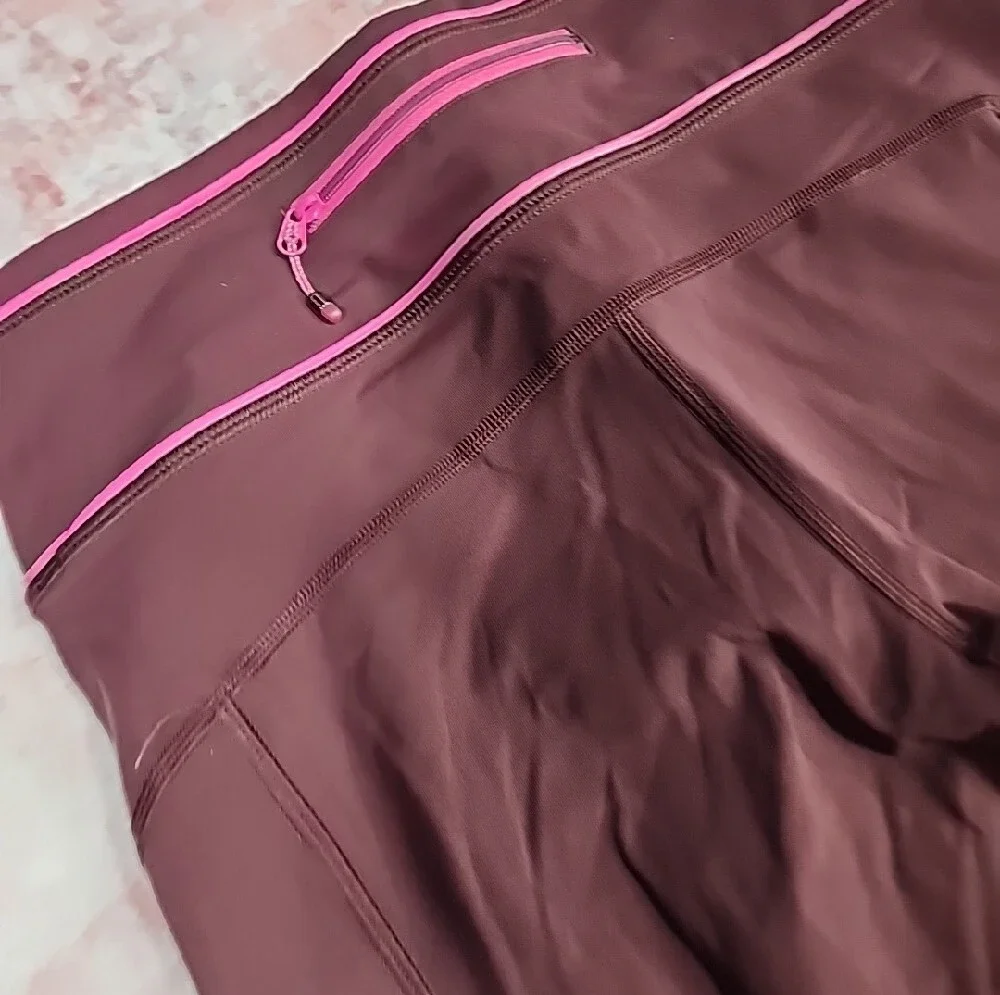 Lululemon Pace Queen Tight 7/8 Crop Bordeaux Drama Maroon Raspberry Pink Size 6